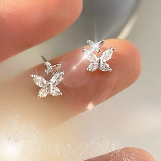 Diamond Butterfly Ear rings - Hypoallergic 925 Silver