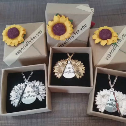 You Are My Sunshine Sunflower Necklace